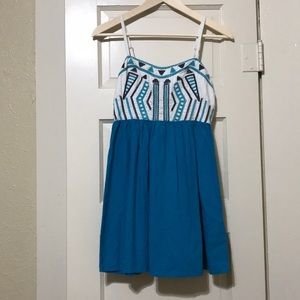 Blue and white embroidered dress